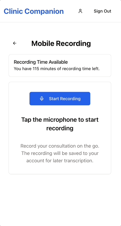 Mobile Recording Interface