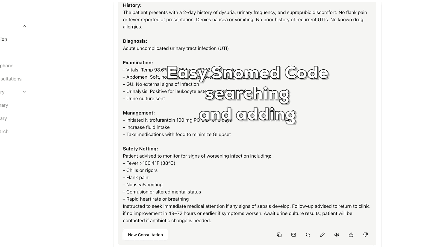 SNOMED search within consultation demonstration